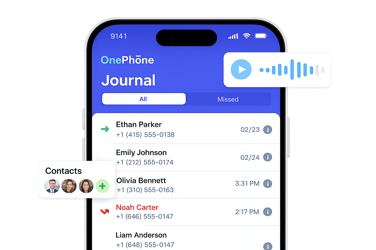 تطبيق OnePhone — سجل مكالمات السنترال الذكي